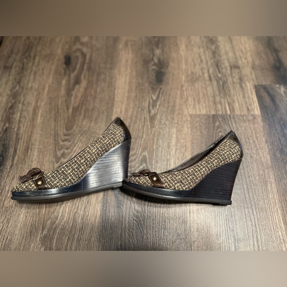 SPERRY Top-Sider 'Silverside' brown BOW open-toe platforms wedges size 8 - Picture 12 of 13